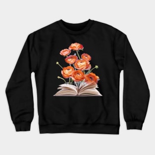 Book Of Flower, Flower Book, Flower And Book Crewneck Sweatshirt